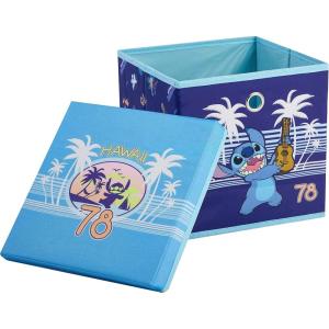 Idea Nuova Bluey Collapsible Fabric Storage Cube,10” Organizer Bin with Lid for Bedroom, Playroom, and Closet(Lilo and Stitch)