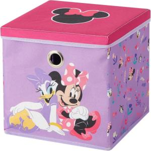 Idea Nuova Bluey Collapsible Fabric Storage Cube,10” Organizer Bin with Lid for Bedroom, Playroom, and Closet(Minnie Mouse)