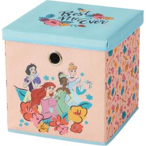 Idea Nuova Bluey Collapsible Fabric Storage Cube,10” Organizer Bin with Lid for Bedroom, Playroom, and Closet(Princess)