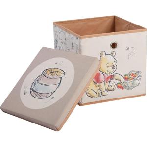 Idea Nuova Bluey Collapsible Fabric Storage Cube,10” Organizer Bin with Lid for Bedroom, Playroom, and Closet(Winnie The Pooh)