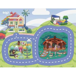 Imaginmat: Deluxe – Bluey – Floor Playmat & Toy Car, 30.5 x 20.5, Character Vehicle & Road Accessories, Durable EVA Foam Mat, Licensed, Kids Ages 3+