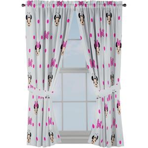 Jay Franco Black Out Window Curtains for Kids Bedroom 4-Piece Drape Set with 2 Tiebacks, Blue – Bluey, 42″ W x 63″ L (Pack of 2)(Grey – Minnie Mouse)