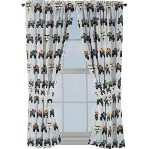 Jay Franco Black Out Window Curtains for Kids Bedroom 4-Piece Drape Set with 2 Tiebacks, Blue – Bluey, 42″ W x 63″ L (Pack of 2)(Grey – Monster Jam)