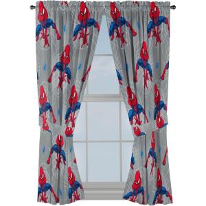 Jay Franco Black Out Window Curtains for Kids Bedroom 4-Piece Drape Set with 2 Tiebacks, Blue – Bluey, 42″ W x 63″ L (Pack of 2)(Grey – Spiderman)