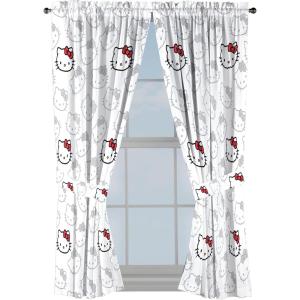 Jay Franco Black Out Window Curtains for Kids Bedroom 4-Piece Drape Set with 2 Tiebacks, Blue – Bluey, 42″ W x 63″ L (Pack of 2)(White – Hello Kitty)