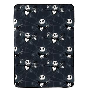 Jay Franco Bluey Early Education Learning Blanket – Measures 60 x 90 Inches – Super Soft Plush Teaching Blanket for Children – Music, Vehicles & Animals Kids Bedding(Black – Nightmare Before Christmas)