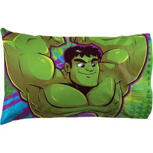 Jay Franco Bluey Hello 1 Single Reversible Pillowcase – Double-Sided Kids Super Soft Bedding (Official Bluey Product)(Green – Hulk)