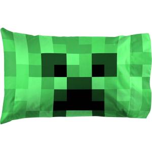 Jay Franco Bluey & Bingo 1 Single Reversible Pillowcase – Double-Sided Kids Super Soft Bedding (Official Bluey Product)(Green – Minecraft)