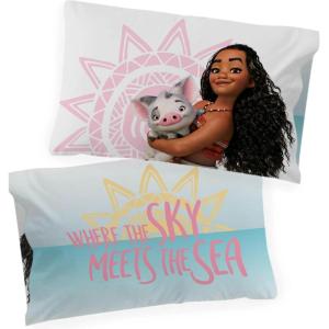 Jay Franco Bluey & Bingo 1 Single Reversible Pillowcase – Double-Sided Kids Super Soft Bedding (Official Bluey Product)(Multi – Moana)
