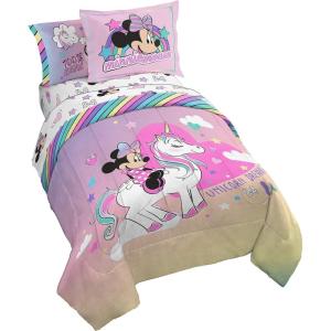 Jay Franco Bluey & Bingo 5 Piece Twin Size Bed Set – Includes Comforter & Sheet Set – Super Soft Kids Bedding Fade Resistant Microfiber (Official Bluey Product)(Pink – Minnie Mouse)