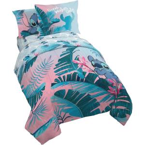 Jay Franco Bluey & Bingo 5 Piece Twin Size Bed Set – Includes Comforter & Sheet Set – Super Soft Kids Bedding Fade Resistant Microfiber (Official Bluey Product)(Pink – Lilo & Stitch)