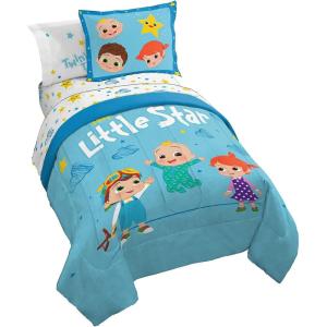 Jay Franco Bluey & Bingo 5 Piece Twin Size Bed Set – Includes Comforter & Sheet Set – Super Soft Kids Bedding Fade Resistant Microfiber (Official Bluey Product)(Blue – Cocomelon)