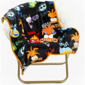 Jay Franco Bluey & Bingo Nogginz Set – 40 x 50 Inch Lightweight Travel Throw Blanket & Pillow – Kids Super Soft 2 Piece Bedding Set(Black – Anxiety)