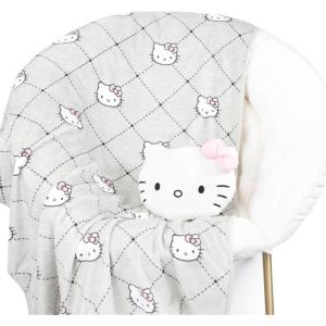 Jay Franco Bluey & Bingo Nogginz Set – 40 x 50 Inch Lightweight Travel Throw Blanket & Pillow – Kids Super Soft 2 Piece Bedding Set(Gray – Hello Kitty)
