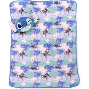 Jay Franco Bluey & Bingo Nogginz Set – 40 x 50 Inch Lightweight Travel Throw Blanket & Pillow – Kids Super Soft 2 Piece Bedding Set(Multi – Lilo & Stitch)