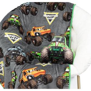 Jay Franco Bluey & Bingo Nogginz Set – 40 x 50 Inch Lightweight Travel Throw Blanket & Pillow – Kids Super Soft 2 Piece Bedding Set(Multi – Monster Jam)