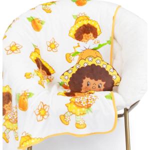 Jay Franco Bluey & Bingo Nogginz Set – 40 x 50 Inch Lightweight Travel Throw Blanket & Pillow – Kids Super Soft 2 Piece Bedding Set(White – Orange Blossom)