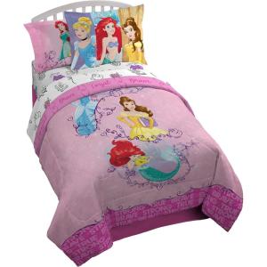 Jay Franco Bluey & Bingo Twin Comforter Set – 5 Piece Bed Set Includes Sheet Set & Pillow Covers – Super Soft Clouds & Stars Kids Bedding(Princess)