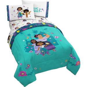 Jay Franco Bluey & Bingo Twin Comforter Set – 5 Piece Bed Set Includes Sheet Set & Pillow Covers – Super Soft Clouds & Stars Kids Bedding(Teal – Encanto)
