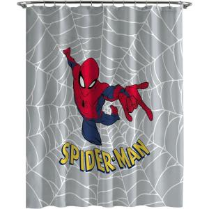 Jay Franco Bluey and Bingo Fabric Shower Curtain – Kids Teal Bathroom Décor(Grey – Spiderman)