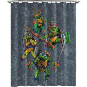 Jay Franco Bluey and Bingo Fabric Shower Curtain – Kids Teal Bathroom Décor(Grey – Tmnt)
