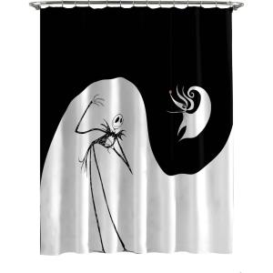 Jay Franco Bluey and Bingo Fabric Shower Curtain – Kids Teal Bathroom Décor(Multi – Nightmare Before Christmas)
