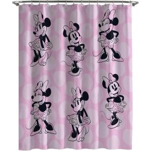 Jay Franco Bluey and Bingo Fabric Shower Curtain – Kids Teal Bathroom Décor(Pink – Minnie Mouse)
