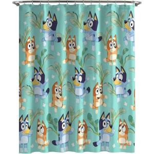 Jay Franco Bluey and Bingo Fabric Shower Curtain – Kids Teal Bathroom Décor(Teal – Bluey)