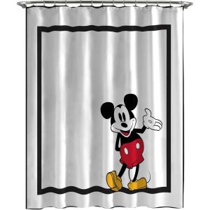 Jay Franco Bluey and Bingo Fabric Shower Curtain – Kids Teal Bathroom Décor(White – Mickey Mouse)