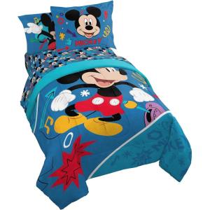Jay Franco Kids Comforter Set Includes Sheets and Pillow Covers – Soft and Cozy Bed Set for Stylish Room Decor, Blue – Bluey & Bingo, 7 Piece Full(Blue – Mickey Mouse)