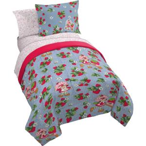 Jay Franco Kids Comforter Set Includes Sheets and Pillow Covers – Soft and Cozy Bed Set for Stylish Room Decor, Blue – Bluey & Bingo, 7 Piece Full(Blue – Strawberry Shortcake)
