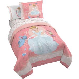Jay Franco Kids Comforter Set Includes Sheets and Pillow Covers – Soft and Cozy Bed Set for Stylish Room Decor, Blue – Bluey & Bingo, 7 Piece Full(Pink – Princess Cinderella)
