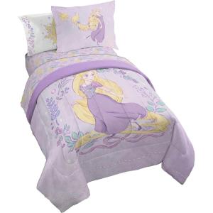 Jay Franco Kids Comforter Set Includes Sheets and Pillow Covers – Soft and Cozy Bed Set for Stylish Room Decor, Blue – Bluey & Bingo, 7 Piece Full(Purple – Disney Princess Rapunzel)