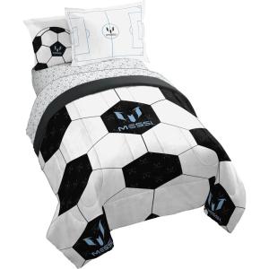 Jay Franco Kids Comforter Set Includes Sheets and Pillow Covers – Soft and Cozy Bed Set for Stylish Room Decor, Blue – Bluey & Bingo, 7 Piece Full(White – Lionel Messi)