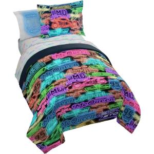Jay Franco Kids Comforter Set Includes Sheets and Pillow Covers – Soft and Cozy Bed Set for Stylish Room Decor, Pink – Bluey 7 Piece Queen Size Bedding(Black – Cars)