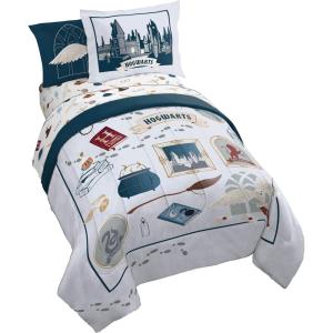 Jay Franco Kids Comforter Set Includes Sheets and Pillow Covers – Soft and Cozy Bed Set for Stylish Room Decor, Pink – Bluey 7 Piece Queen Size Bedding(Dark Grey – Harry Potter)