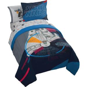 Jay Franco Kids Comforter Set Includes Sheets and Pillow Covers – Soft and Cozy Bed Set for Stylish Room Decor, Pink – Bluey 7 Piece Queen Size Bedding(Dark Blue – Star Wars)