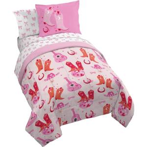 Jay Franco Kids Comforter Set Includes Sheets and Pillow Covers – Soft and Cozy Bed Set for Stylish Room Decor, Pink – Bluey 7 Piece Queen Size Bedding(Pink – Cowgirl)