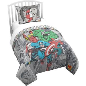 Jay Franco Kids Duvet Cover Set – 3 Piece Super Soft Bedding with Sham Pillowcase, Cover ONLY Comforter Not Included, Multi – Bluey, Queen(Grey – Marvel Comics)