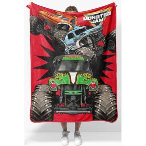 Jay Franco Kids Plush Throw Blanket – Soft & Comfy Throw for Couch or Bed – Cozy Home Décor for Living Room & Bedroom, Blue – Bluey, 46×60 – Throw Blanket(Red – Monster Jam)