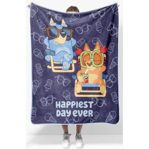 Jay Franco Kids Plush Throw Blanket – Soft & Comfy Throw for Couch or Bed – Cozy Home Décor for Living Room & Bedroom, Blue – Bluey, 46×60 – Throw Blanket(Blue – Bluey)