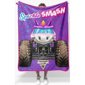 Jay Franco Kids Plush Throw Blanket – Soft & Comfy Throw for Couch or Bed – Cozy Home Décor for Living Room & Bedroom, Blue – Bluey, 46×60 – Throw Blanket(Purple – Monster Jam)