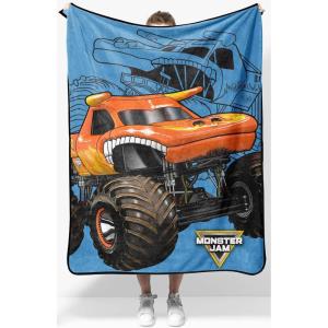 Jay Franco Kids Plush Throw Blanket – Soft & Comfy Throw for Couch or Bed – Cozy Home Décor for Living Room & Bedroom, Multi – Bluey, 46×60 – Throw Blanket(Blue – Monster Jam)