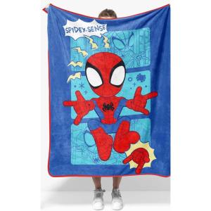 Jay Franco Kids Plush Throw Blanket – Soft & Comfy Throw for Couch or Bed – Cozy Home Décor for Living Room & Bedroom, Pink – Bluey, 40×50 – Travel Blanket(Blue – Spidey & Friends)