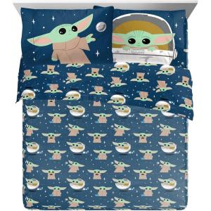 Jay Franco Kids Sheet Set with Fitted, Flat Sheets & Pillow Cover – Ultra-Soft Bedding with Pillowcase for Room Decor, Blue – Bluey & Bingo, 3 Piece Toddler(Blue – Mandalorian)