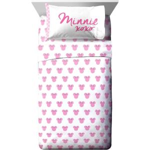 Jay Franco Kids Sheet Set with Fitted, Flat Sheets & Pillow Cover – Ultra-Soft Bedding with Pillowcase for Room Decor, Blue – Bluey & Bingo, 3 Piece Toddler(White – Minnie Mouse)