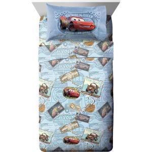 Jay Franco Kids Sheet Set with Fitted, Flat Sheets & Pillow Cover – Ultra-Soft Bedding with Pillowcase for Room Decor, White – Bluey, 4 Piece Full(Blue – Cars)