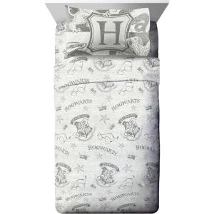 Jay Franco Kids Sheet Set with Fitted, Flat Sheets & Pillow Cover – Ultra-Soft Bedding with Pillowcase for Room Decor, White – Bluey, 4 Piece Full(Harry Potter)