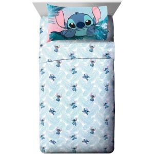 Jay Franco Kids Sheet Set with Fitted, Flat Sheets & Pillow Cover – Ultra-Soft Bedding with Pillowcase for Room Decor, White – Bluey, 4 Piece Full(Teal – Lilo & Stitch)