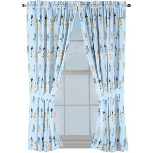 Jay Franco Window Curtains for Kids Bedroom 4-Piece Drape Set with 2 Tiebacks, Grey – Bluey, 42″ W x 63″ L (Pack of 2)(Blue – Bluey & Bingo)